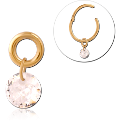 GOLD PVD 18K COATED TITANIUM ALLOY SLIDING JEWELED CHARM