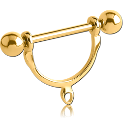 GOLD PVD COATED SURGICAL STEEL GRADE 316L NIPPLE STIRRUP WITH HOOP