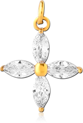 GOLD PVD COATED SURGICAL STEEL GRADE 316L JEWELED CHARM