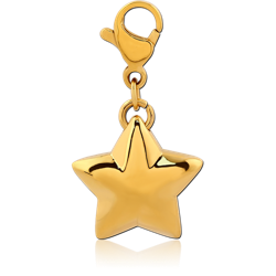 GOLD PVD COATED SURGICAL STEEL GRADE 316L CHARM WITH LOBSTER LOCKER - STAR