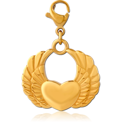 GOLD PVD COATED SURGICAL STEEL GRADE 316L CHARM WITH LOBSTER LOCKER