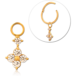 STERLING 925 SILVER GOLD PVD JEWELED SLIDING CHARM FOR HINGED SEGMENT RING