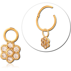 STERLING 925 SILVER GOLD PVD JEWELED SLIDING CHARM FOR HINGED SEGMENT RING