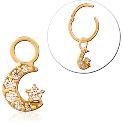 STERLING 925 SILVER GOLD PVD JEWELED SLIDING CHARM FOR HINGED SEGMENT RING