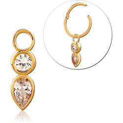 STERLING 925 SILVER GOLD PVD JEWELED SLIDING CHARM FOR HINGED SEGMENT RING