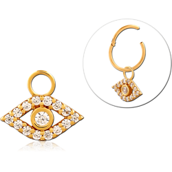 STERLING 925 SILVER GOLD PVD JEWELED SLIDING CHARM FOR HINGED SEGMENT RING