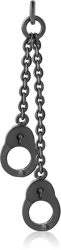 HEMETITE PVD COATED BASE METAL CHARM - DANGLING HANDCUFFS