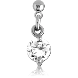 SURGICAL STEEL GRADE 316L JEWELED SCREW ON CHARM WITH MICRO THREADED BALL