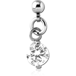 SURGICAL STEEL GRADE 316L JEWELED SCREW ON CHARM WITH MICRO THREADED BALL