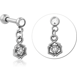 SURGICAL STEEL GRADE 316L MICRO BARBELL WITH DANGLING CHARM