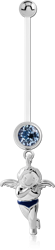 SYNTHETIC FLUOROPOLYMER PREGNANCY JEWELED NAVEL BANANA WITH BABY ANGEL CHARM