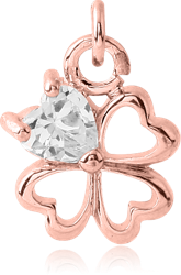 ROSE GOLD PLATED BASE METAL JEWELED CHARM - CLOVER