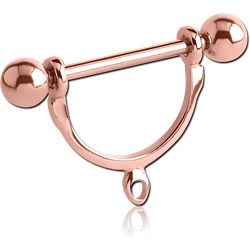 ROSE GOLD PVD COATED SURGICAL STEEL GRADE 316L NIPPLE STIRRUP WITH HOOP