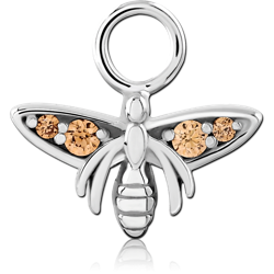 STERLING SILVER 925 RHODIUM COATED JEWELED SLIDING CHARM FOR HINGED SEGMENT RING