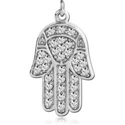 SURGICAL STEEL GRADE 316L JEWELED HAMSA CHARM