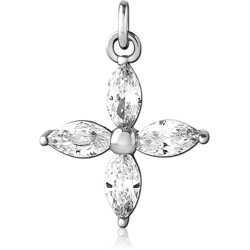 SURGICAL STEEL GRADE 316L JEWELED CHARM