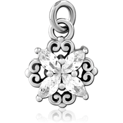 SURGICAL STEEL GRADE 316L JEWELED CHARM