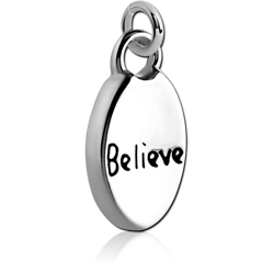 SURGICAL STEEL GRADE 316L CHARM - BELIEVE