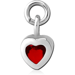 SURGICAL STEEL GRADE 316L JEWELED CHARM - HEART