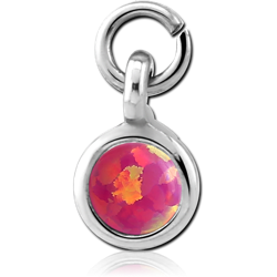 SURGICAL STEEL GRADE 316L ORGANIC SYNTHETIC OPAL CHARM - CIRCLE