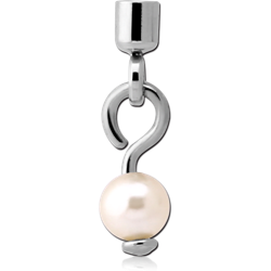 SURGICAL STEEL GRADE 316L ORGANIC SYNTHETIC PEARL SCREW ON CHARM WITH MICRO THREADED CUP - BALL