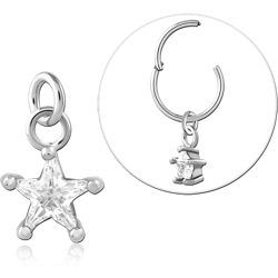 SURGICAL STEEL GRADE 316L SLIDING JEWELED CHARM