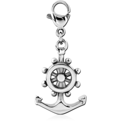 SURGICAL STEEL GRADE 316L CHARM WITH LOBSTER LOCKER - HELM AND ANCHOR