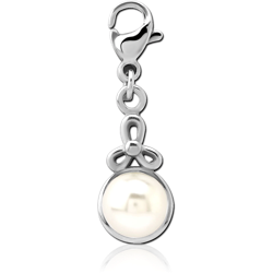 SURGICAL STEEL GRADE 316L CHARM WITH LOBSTER LOCKER SYNTETIC PEARL