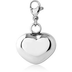 SURGICAL STEEL GRADE 316L CHARM WITH LOBSTER LOCKER  -  HEART