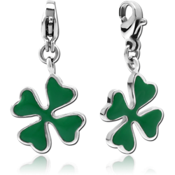 SURGICAL STEEL GRADE 316L CHARM WITH LOBSTER LOCKER - SHAMROCK