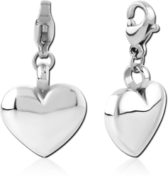 SURGICAL STEEL GRADE 316L CHARM WITH LOBSTER LOCKER  -  HEART