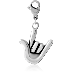 SURGICAL STEEL GRADE 316L CHARM WITH LOBSTER LOCKER - LOVE SIGN