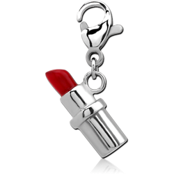 SURGICAL STEEL GRADE 316L CHARM WITH LOBSTER LOCKER - LIPSTICK