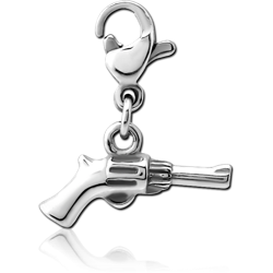 SURGICAL STEEL GRADE 316L CHARM WITH LOBSTER LOCKER - GUN