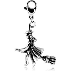 SURGICAL STEEL GRADE 316L CHARM WITH LOBSTER LOCKER - WITCH