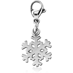 SURGICAL STEEL GRADE 316L JEWELED CHARM WITH LOBSTER LOCKER - SNOWFLAKE