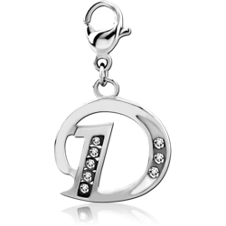 SURGICAL STEEL GRADE 316L JEWELED CHARM WITH LOBSTER LOCKER - D