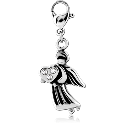 SURGICAL STEEL GRADE 316L JEWELED CHARM WITH LOBSTER LOCKER - CUPID