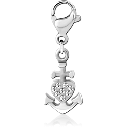 SURGICAL STEEL GRADE 316L JEWELED CHARM WITH LOBSTER LOCKER
