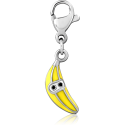 SURGICAL STEEL GRADE 316L JEWELED CHARM WITH LOBSTER LOCKER - BANANA