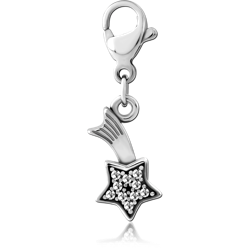 SURGICAL STEEL GRADE 316L JEWELED CHARM WITH LOBSTER LOCKER