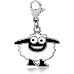 SURGICAL STEEL GRADE 316L JEWELED CHARM WITH LOBSTER LOCKER