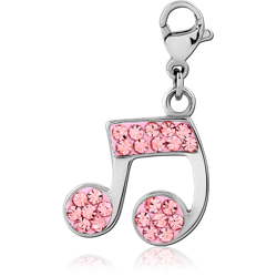 SURGICAL STEEL GRADE 316L JEWELED CHARM WITH LOBSTER LOCKER