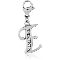 SURGICAL STEEL GRADE 316L JEWELED CHARM WITH LOBSTER LOCKER