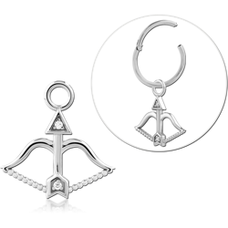 STERLING 925 SILVER JEWELED SLIDING CHARM FOR HINGED SEGMENT RING