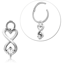 STERLING 925 SILVER JEWELED SLIDING CHARM FOR HINGED SEGMENT RING