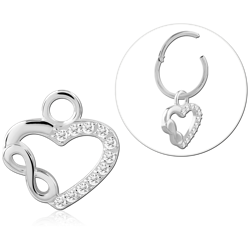 STERLING 925 SILVER JEWELED SLIDING CHARM FOR HINGED SEGMENT RING