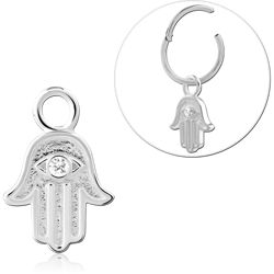 STERLING 925 SILVER JEWELED SLIDING CHARM FOR HINGED SEGMENT RING
