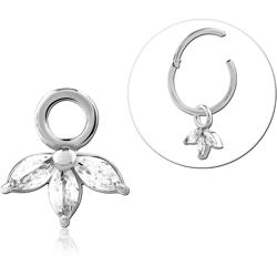 STERLING 925 SILVER JEWELED SLIDING CHARM FOR HINGED SEGMENT RING