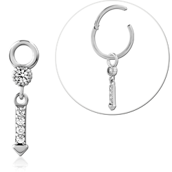 STERLING 925 SILVER JEWELED SLIDING CHARM FOR HINGED SEGMENT RING